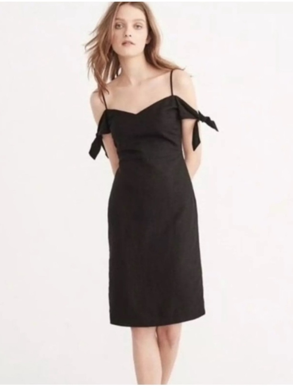 Abercrombie & Fitch Black Linen Blend Cold Shoulder Tie Sleeve Mini Dress Size 4